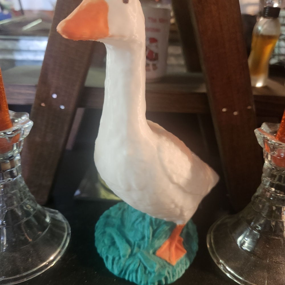 White Goose Figurine with Orange Beak